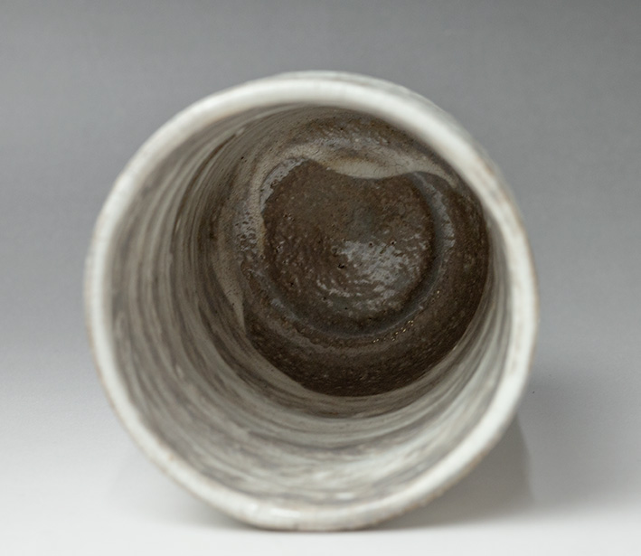 The top view of Mishima Karatsu yunomi tea cup