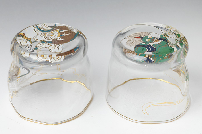 Fujin & Raijin Sake Glass (guinomi) Pair