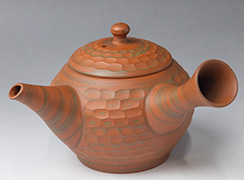 Tokoname nerikomi kyusu teapot by Yusen